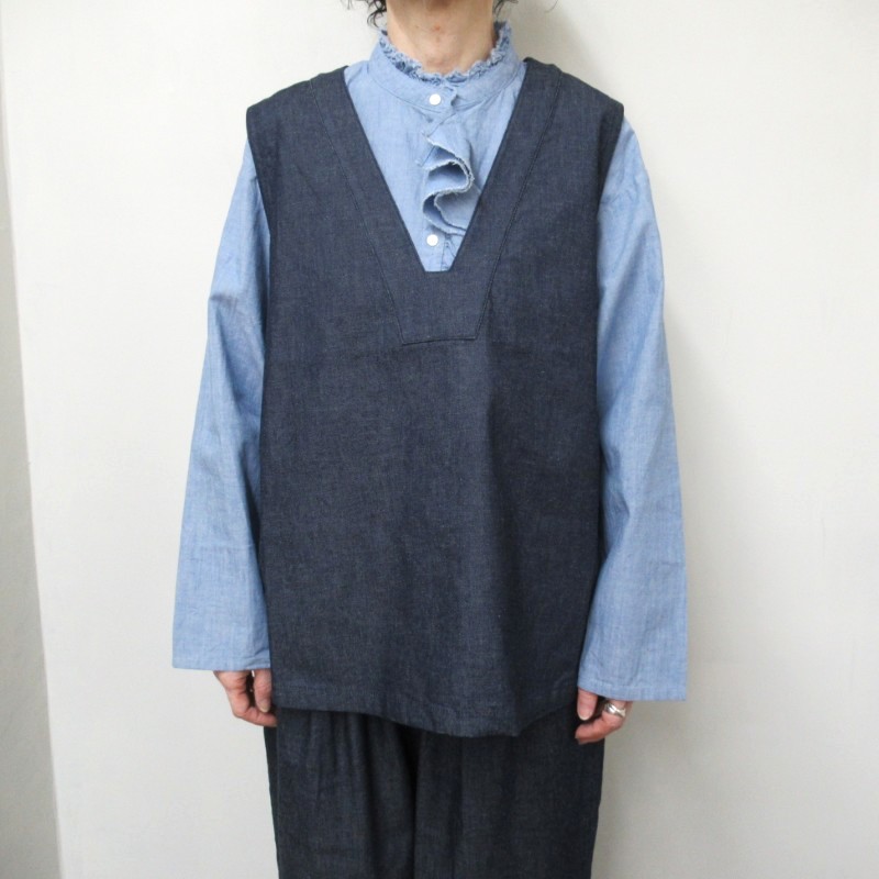 MidiUmi デニムサイドストラップベスト /INDIGO77 【日本製】